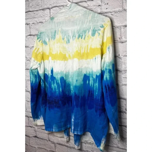 Chico’s watercolor open front Cotton Blend cardigan size 3. - Picture 4 of 7